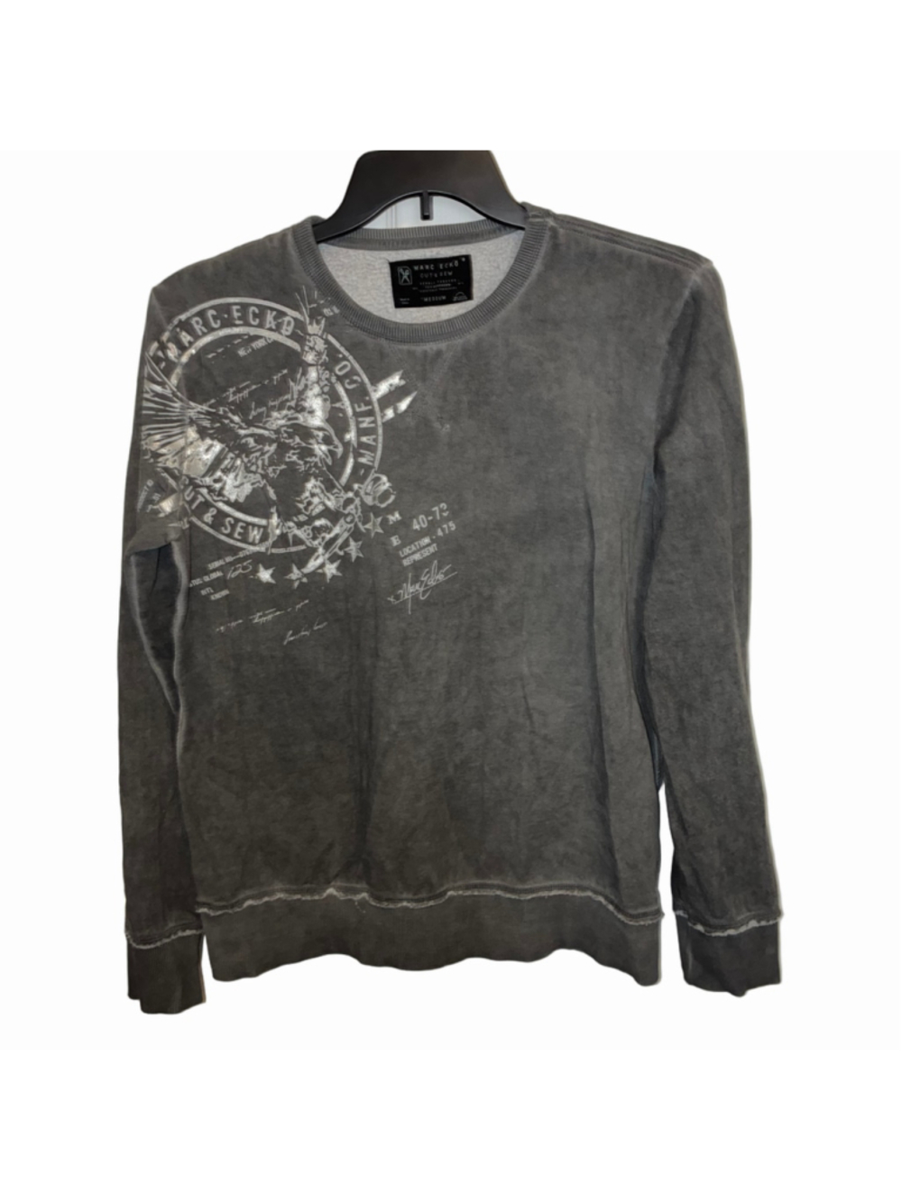 Men's Marc Ecko Cut & Sew Graphic Sweatshirt Grey Size M